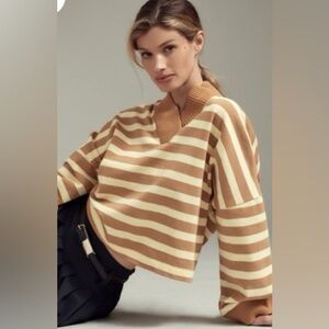 MAEVE COTTON BOXY OVERSIZED V-NECK TOP XS
